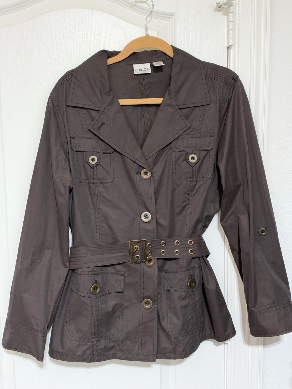 CHICO’S Women's Black Belted Utility Jacket
